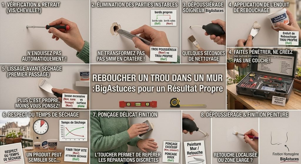 Reboucher un trou dans un mur : méthode facile